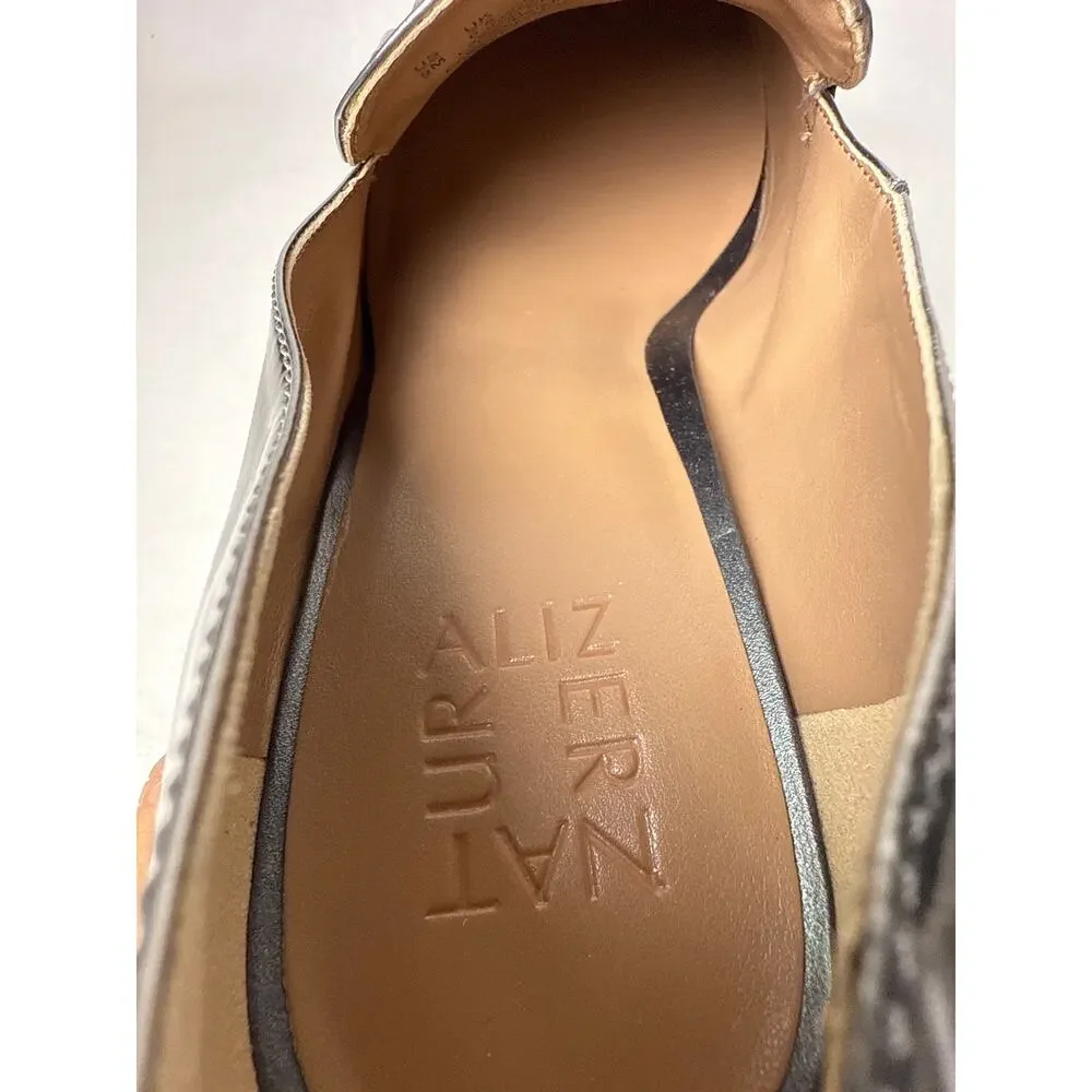 Naturalizer Loafer Callie-Moc Pumps Womens 9M Pewter Metallic Block Heel Chain